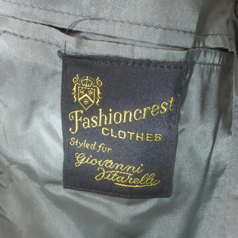 70s Fashioncrest Jacket Vintage Gray Brown Wool Herringbone Tweed Lined Size 40R